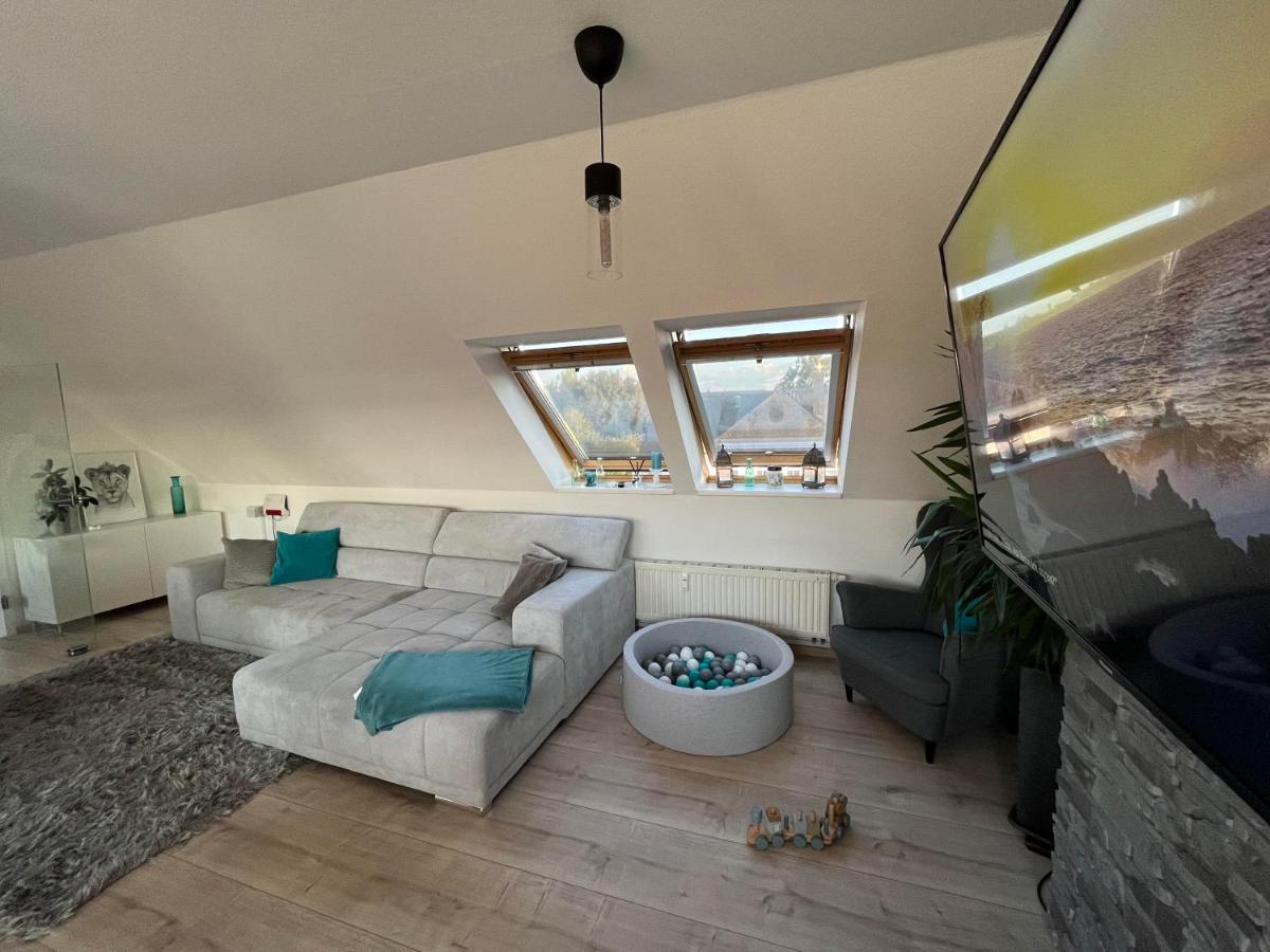 105 Qm Neues Klimatisiertes Appartment Fuer Familien Privater Parkplatz 开姆尼茨 外观 照片